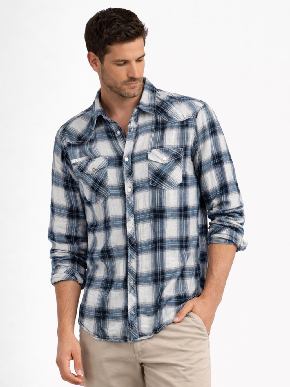 Rails Lennox  Blue and White Plaid Flannel Button Down Long Sleeve Shirt Size S